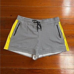 Tail Womens Houndstooth Athletic Shorts Mesh Yellow Trim Sz XL 💚🍄